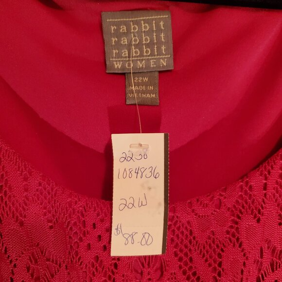 NWT Rabbit Rabbit Rabbit Raspberry Lace 3/4 Sleeve Dress Size 22W Lined - Picture 3 of 7